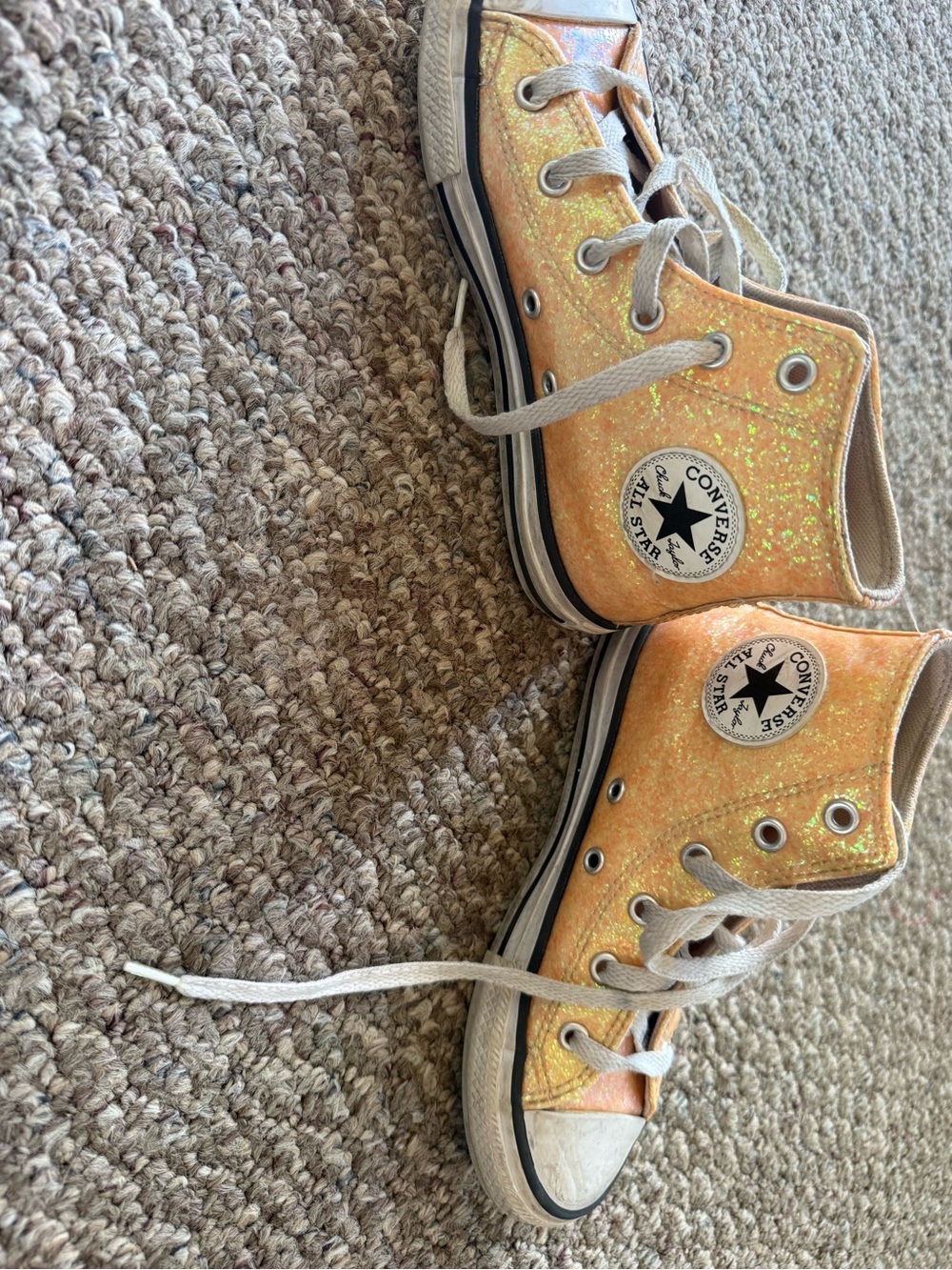 Converse Kids Orange Glitter High-Top Sneakers